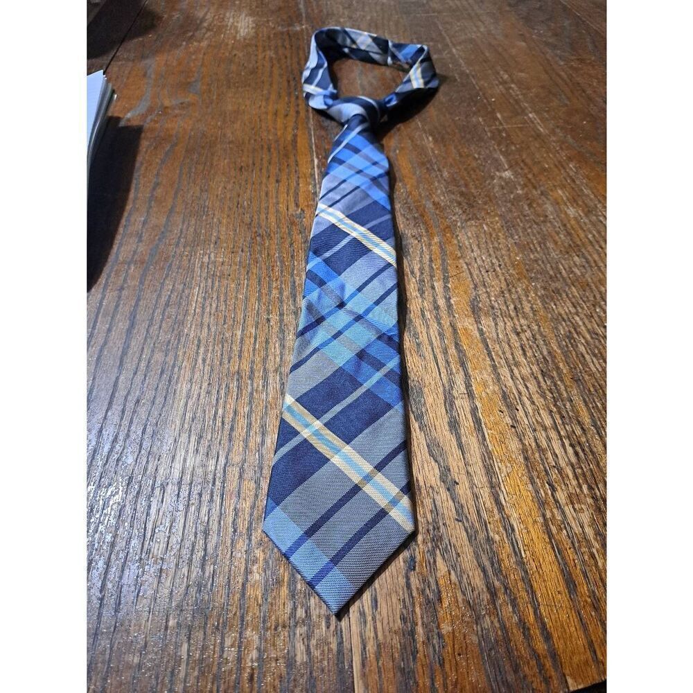 Stafford Signature Blue Grey Yellow Silk Mens Neck Tie